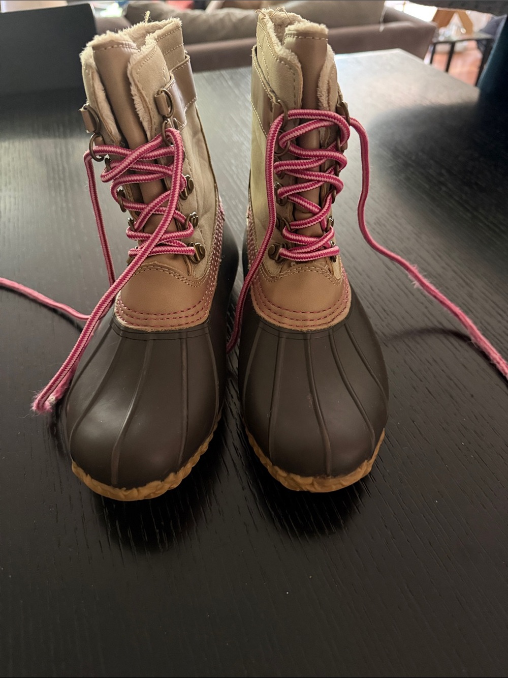 Esprit Kids Tan, Black & Pink Lined Winter Boots